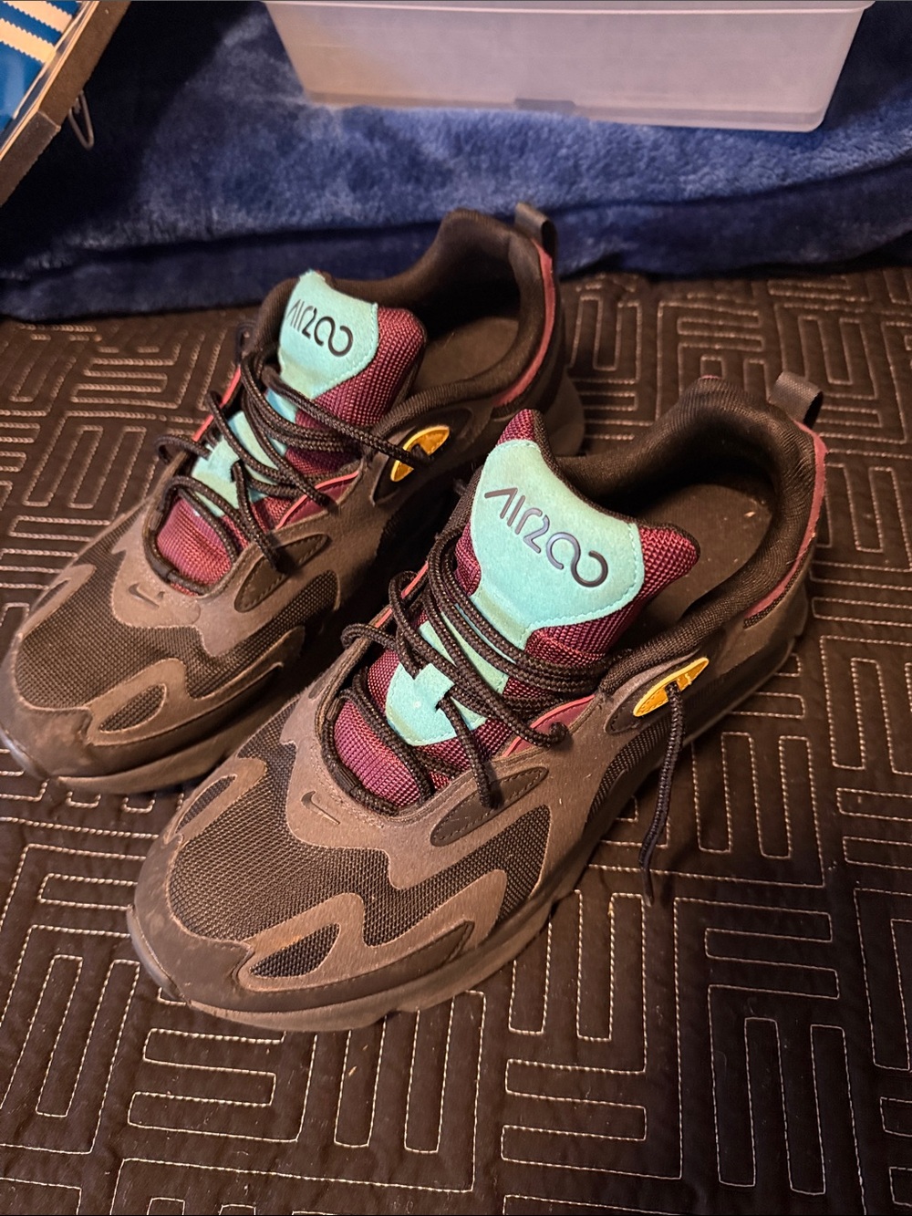 Air 200  Black Burgundy Teal Athletic Sneakers